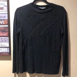Sandro Paris Black long sleeve lace blouse